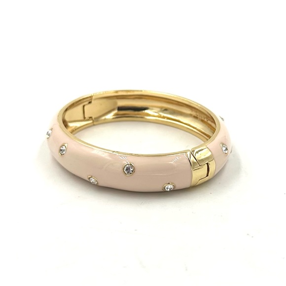 J. Crew Gold Crystal Peachy Hinged Bangle Bracelet - Picture 4 of 11